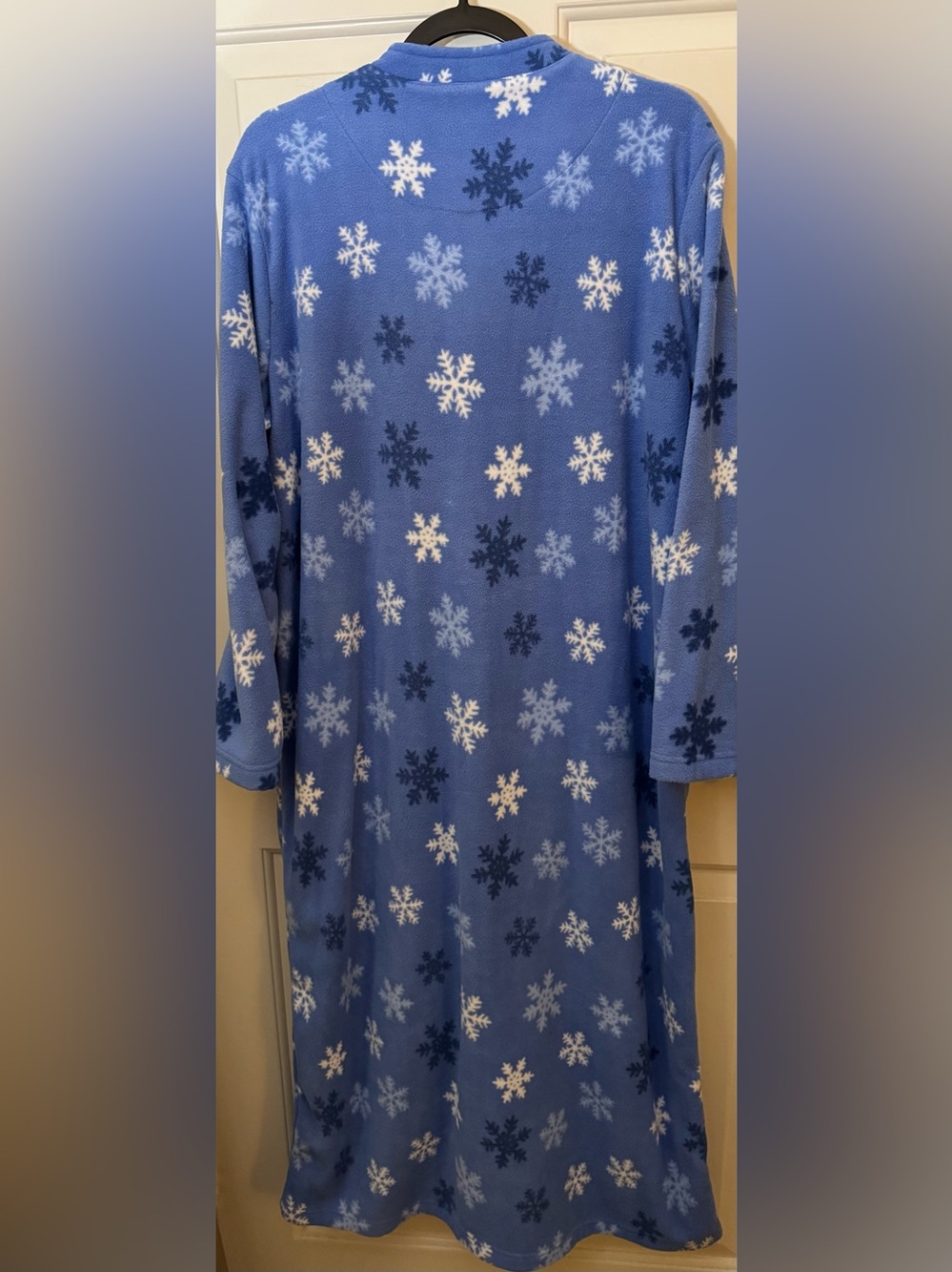 Charter Club Robe Blue Snowflake Fleece Zip-Front Robe Size - Large - Picture 7 of 9